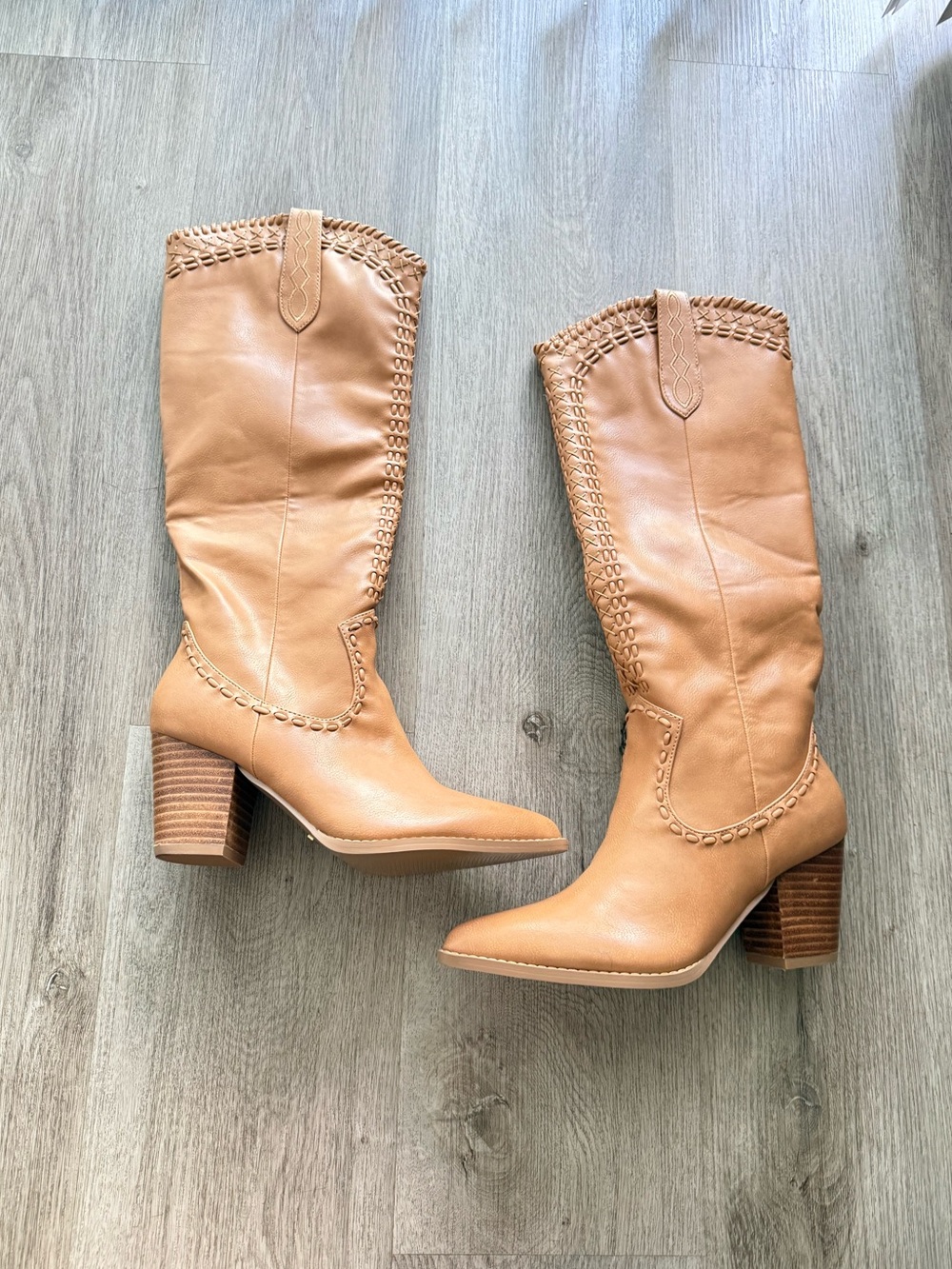 billini finley tan western tall cowboy cowgirl rancher heeled boots size 8 NEW